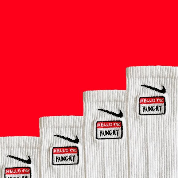 Hello I’m Hungry Embroidered Socks | Customized Socks - Picture 3 of 4